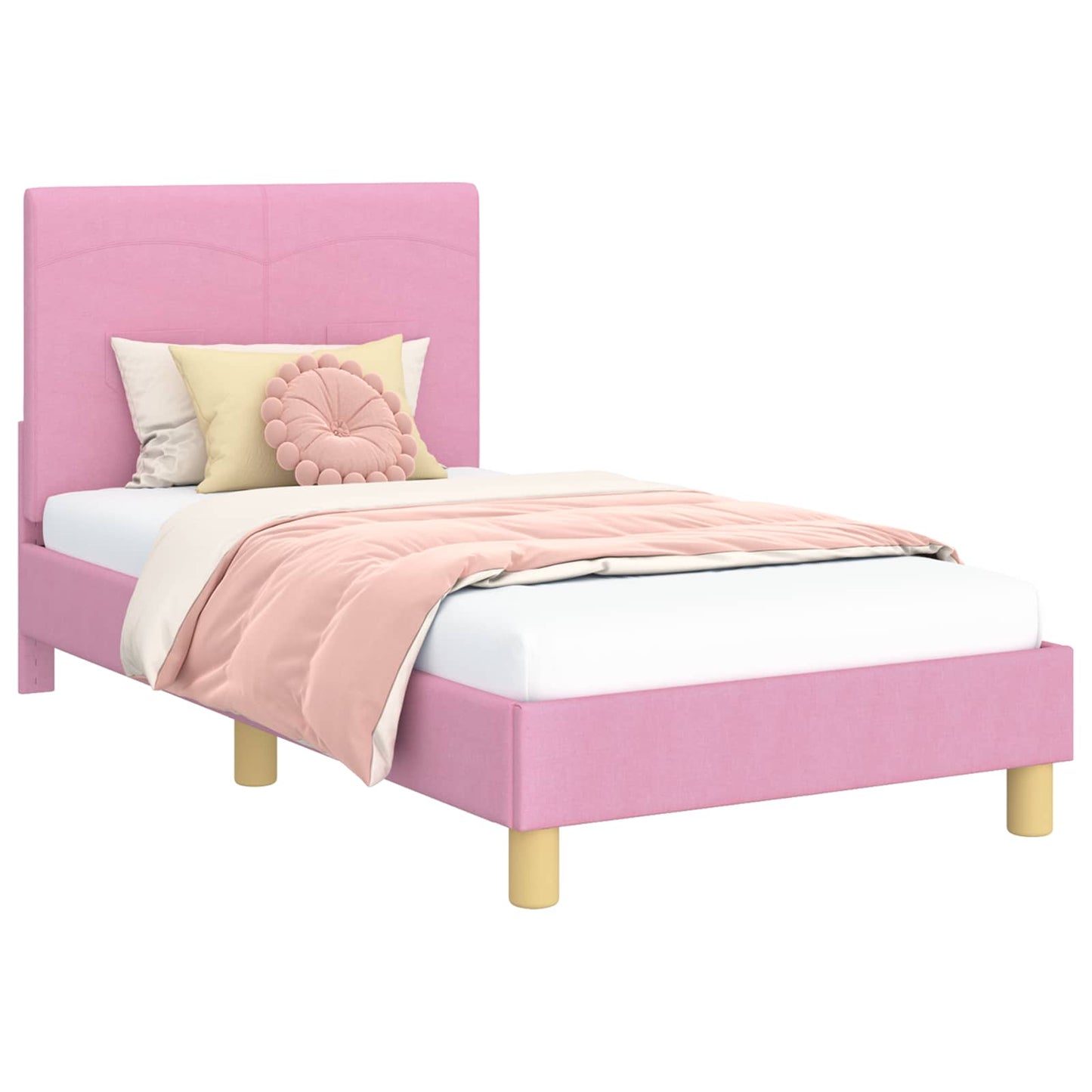Struttura letto bambini con testata Rosa 80 x 160 cm Tessuto | homemem39