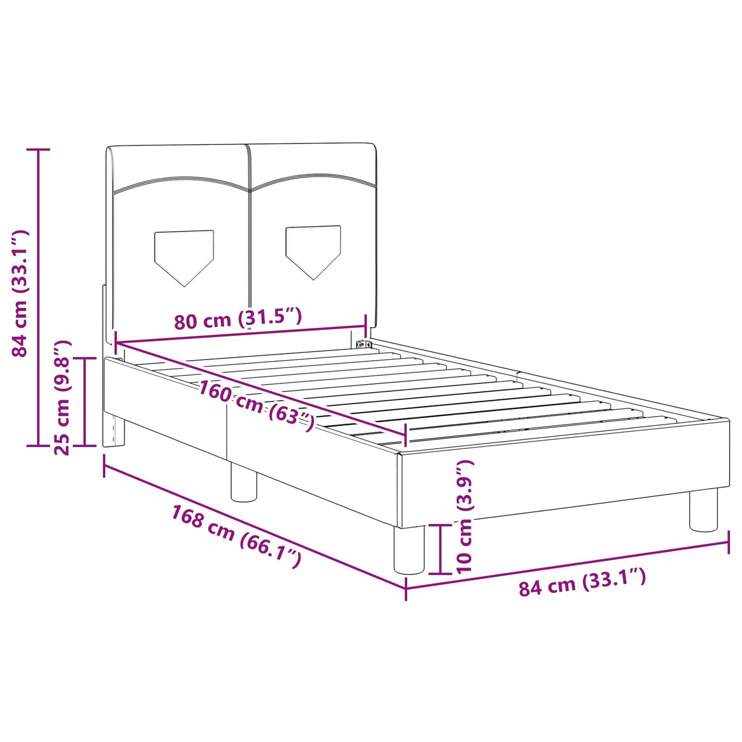 Struttura letto bambini con testata Blu jeans 80 x 160 cm | homemem39