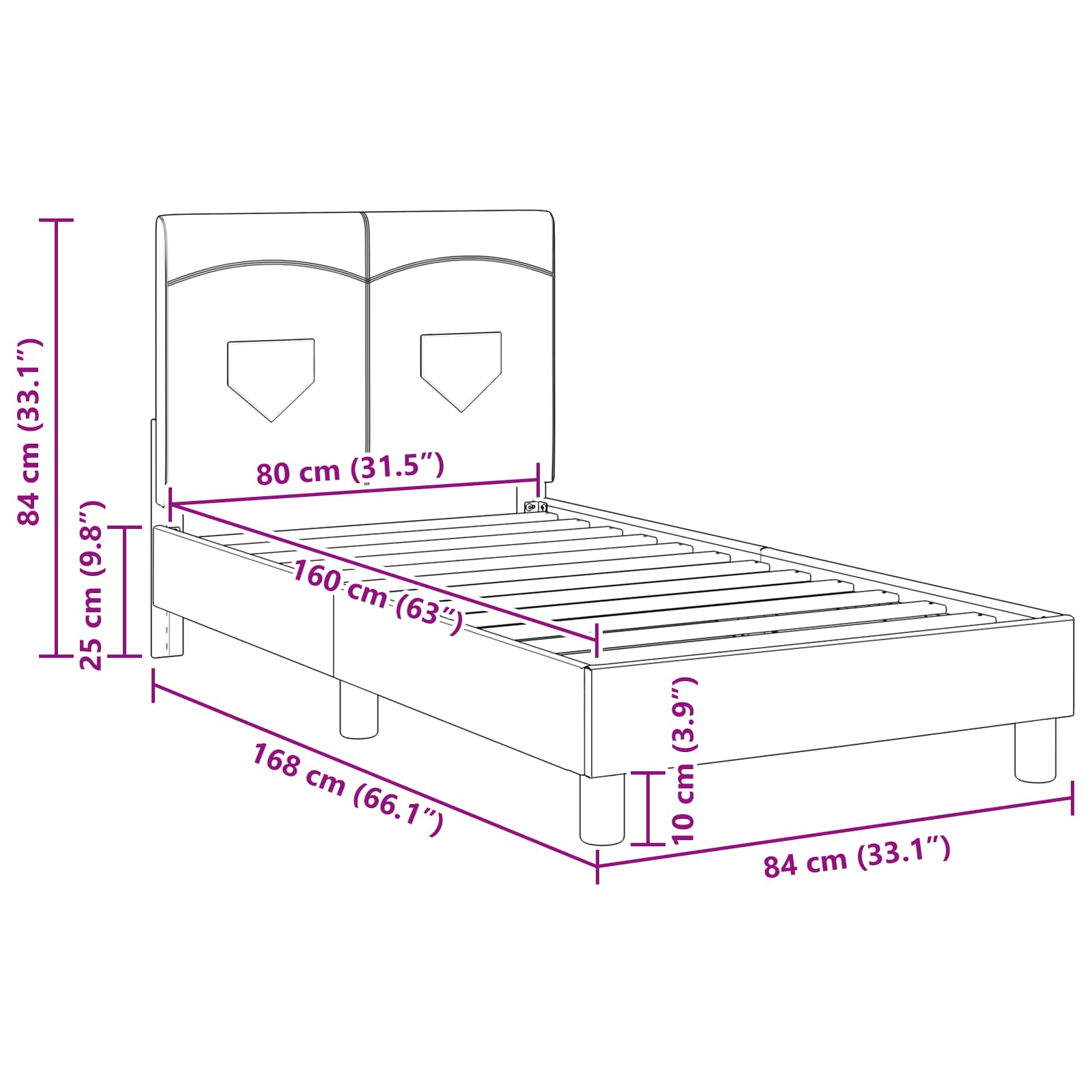 Struttura letto bambini con testata Blu jeans 80 x 160 cm | homemem39