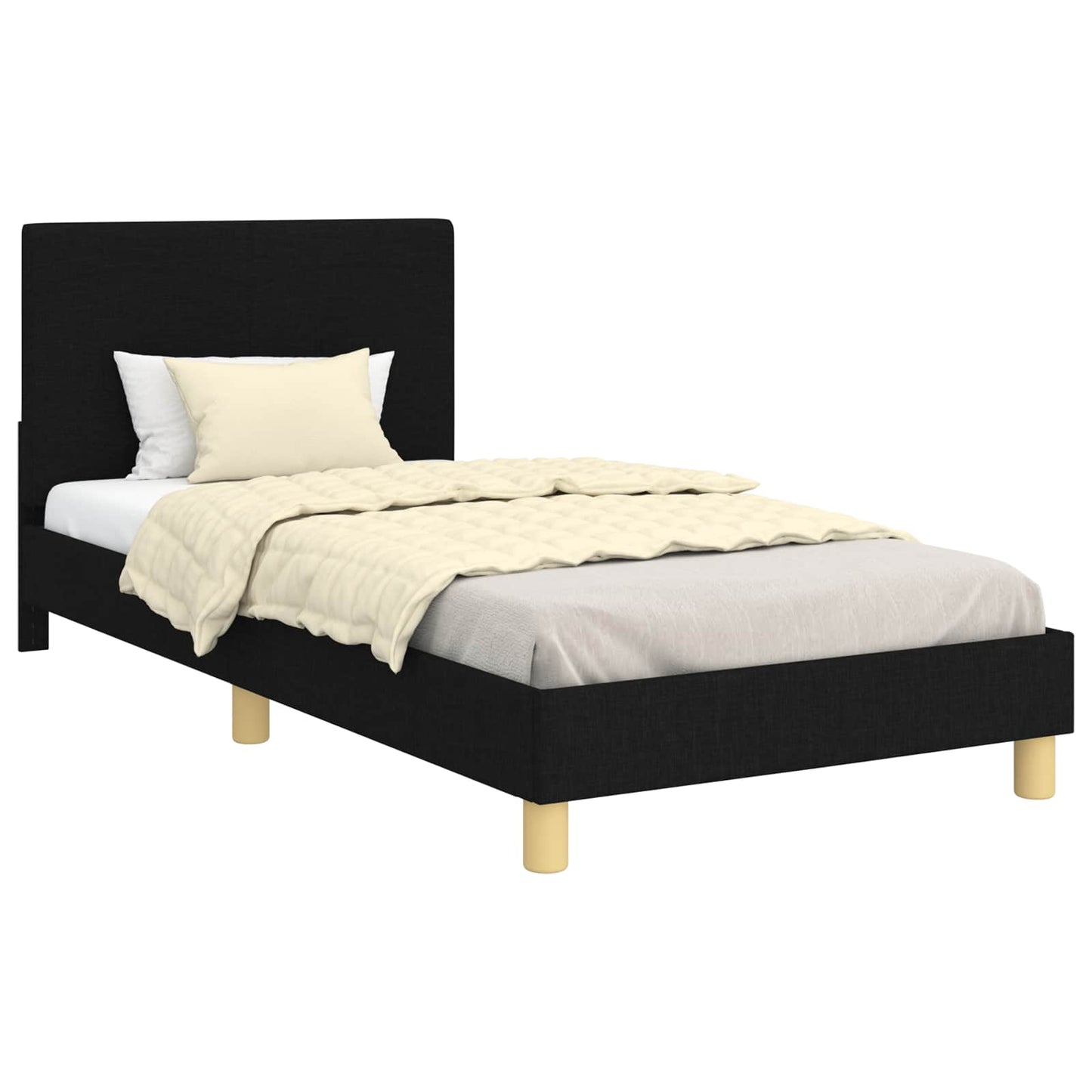 Struttura letto bambini con testata Nero 80 x 200 cm Tessuto | homemem39