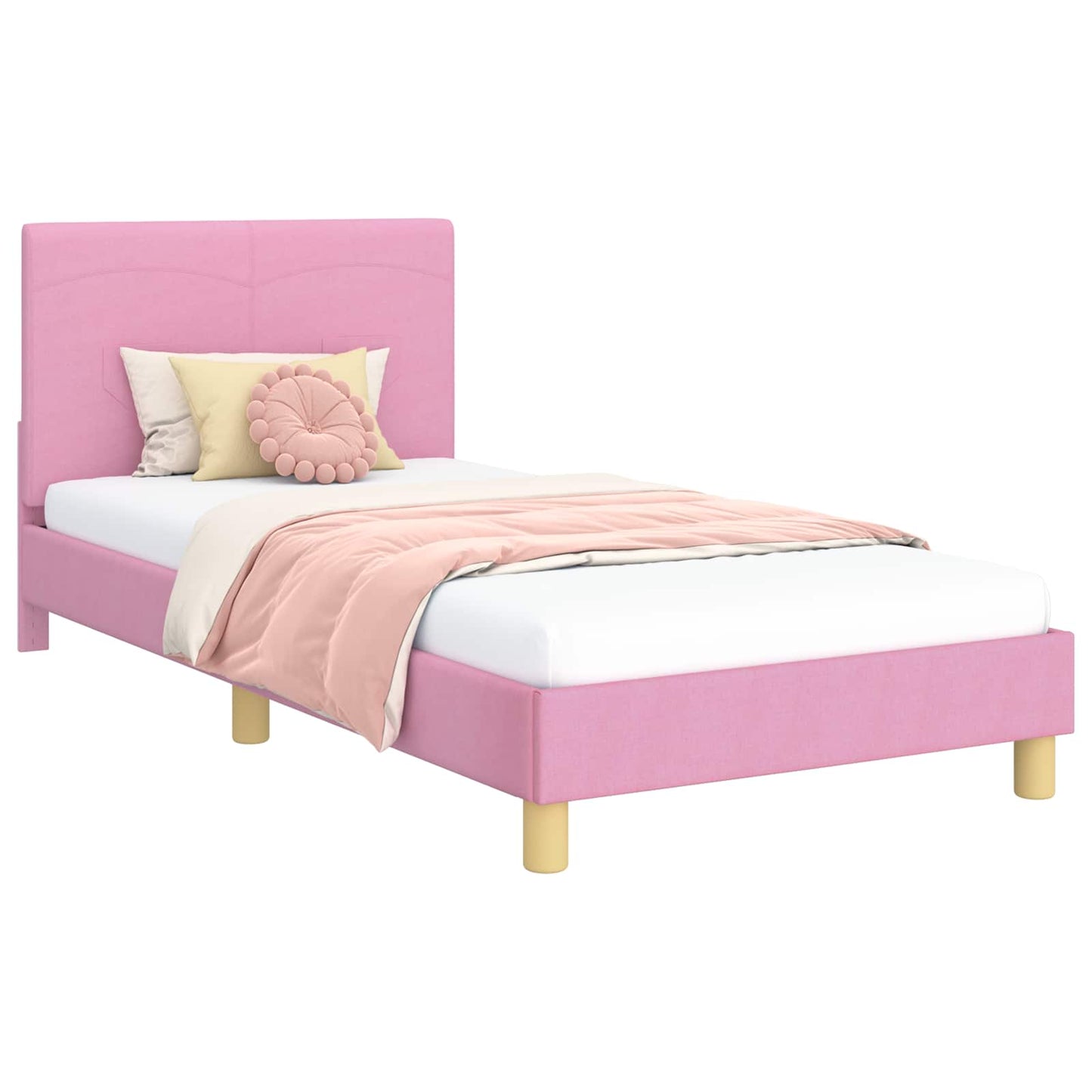Struttura letto bambini con testata Rosa 80 x 200 cm Tessuto | homemem39