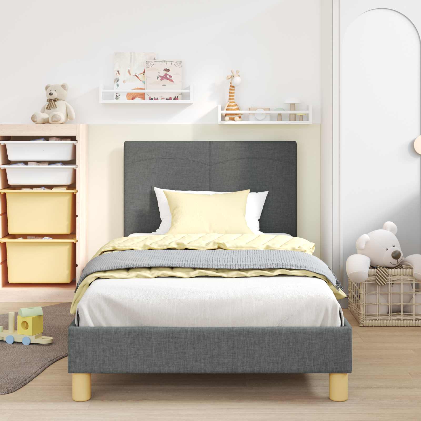 Struttura letto bambini con testata Grigio scuro 90 x 200 cm | homemem39