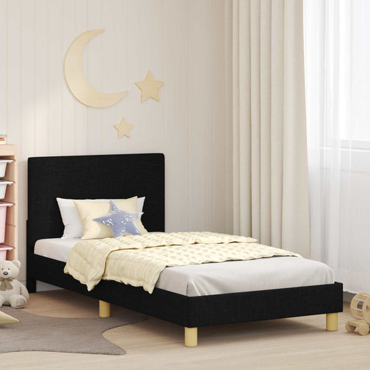 Struttura letto bambini con testata Nero 90 x 200 cm Tessuto | homemem39