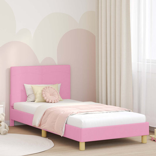 Struttura letto bambini con testata Rosa 90 x 200 cm Tessuto | homemem39