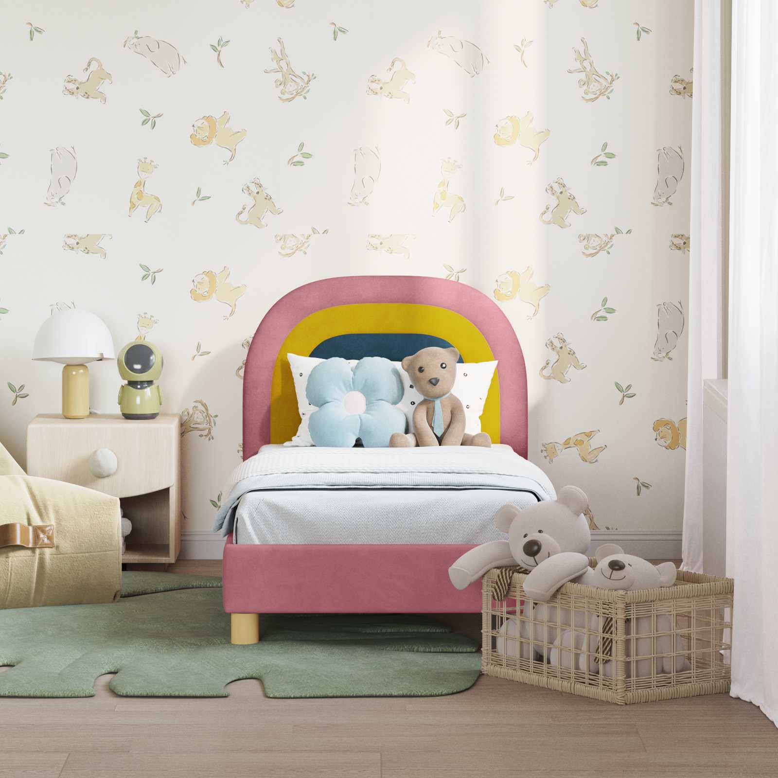 Struttura letto per bambini con testata Rosa 70 x 140 cm | homemem39