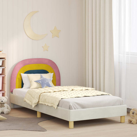 Struttura letto bambini con testata Crema 80 x 200 cm Velluto | homemem39