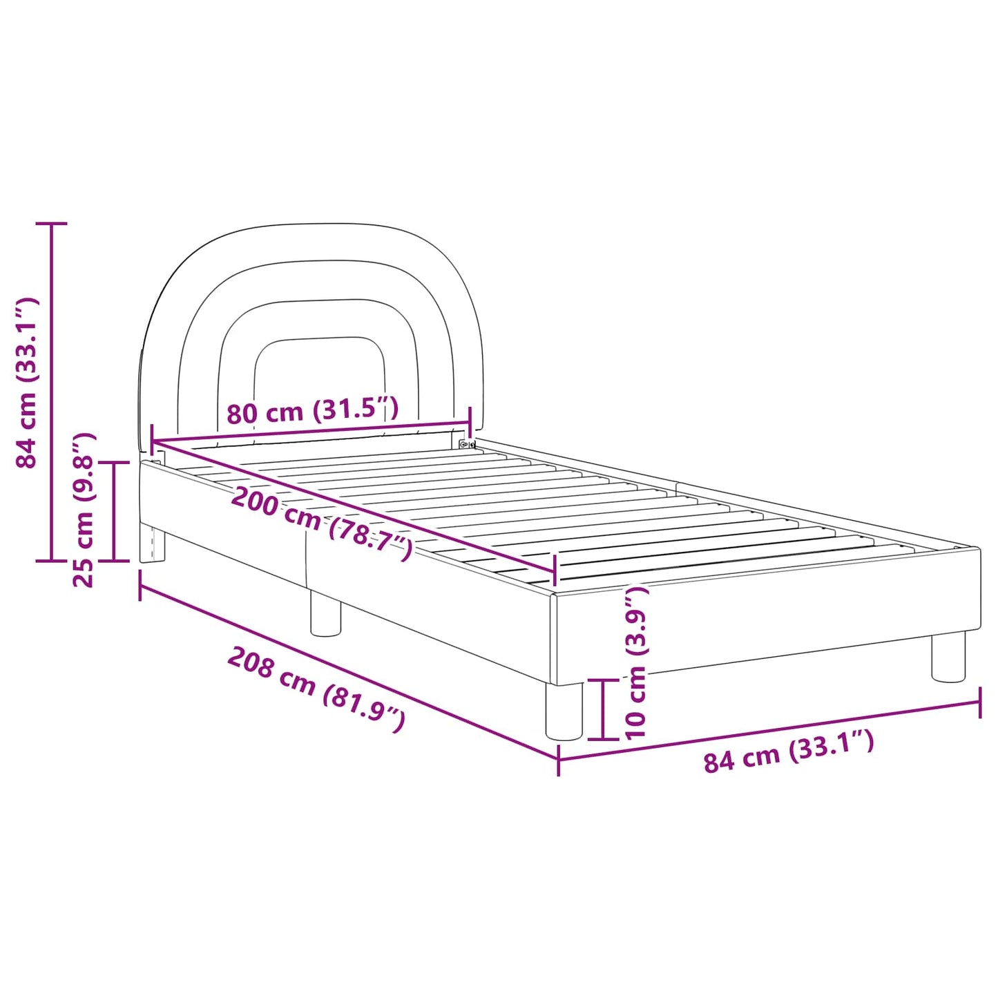 Struttura letto bambini con testata Crema 80 x 200 cm Velluto | homemem39