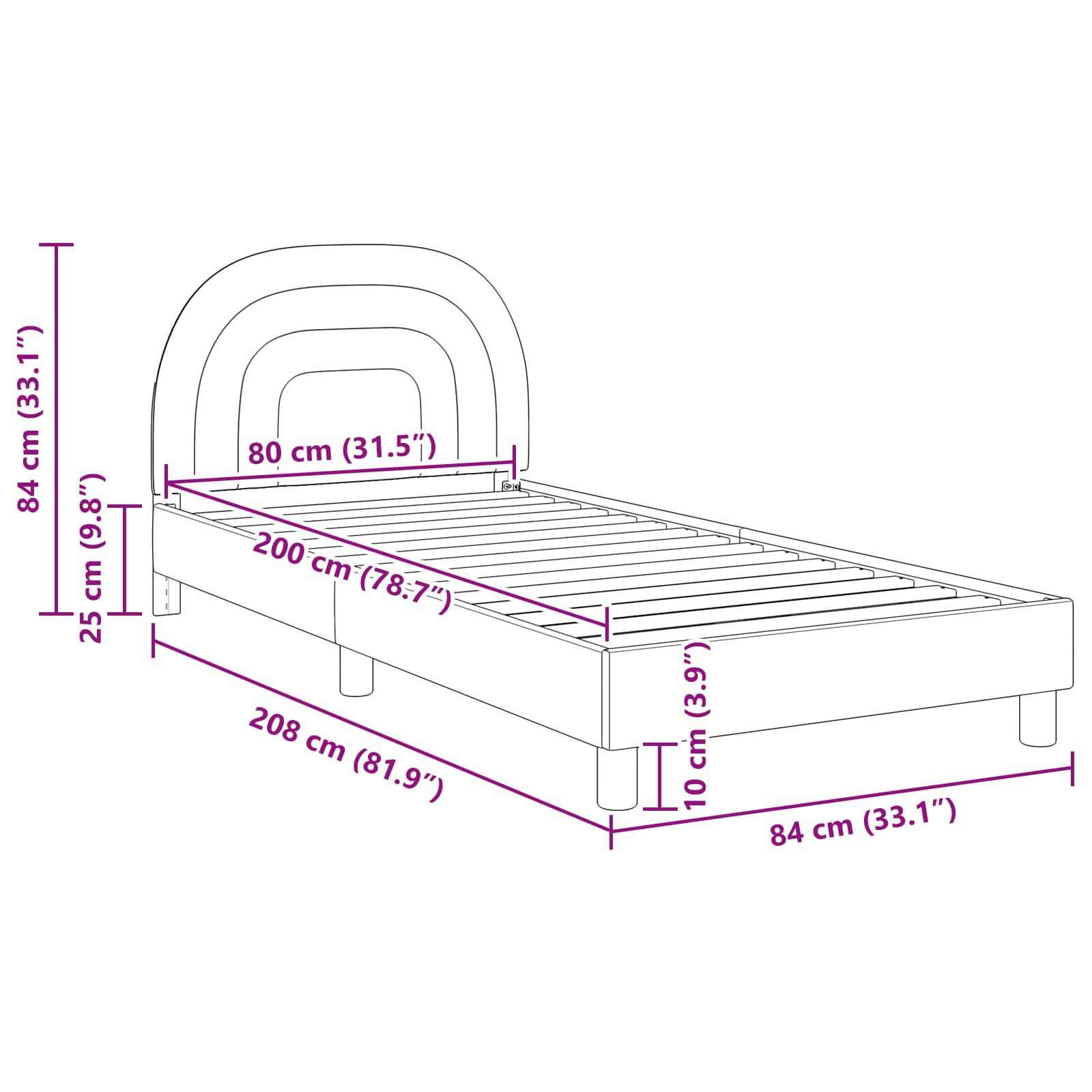 Struttura letto bambini con testata Crema 80 x 200 cm Velluto | homemem39