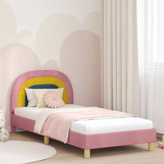 Struttura letto bambini con testata Rosa 80 x 200 cm Velluto