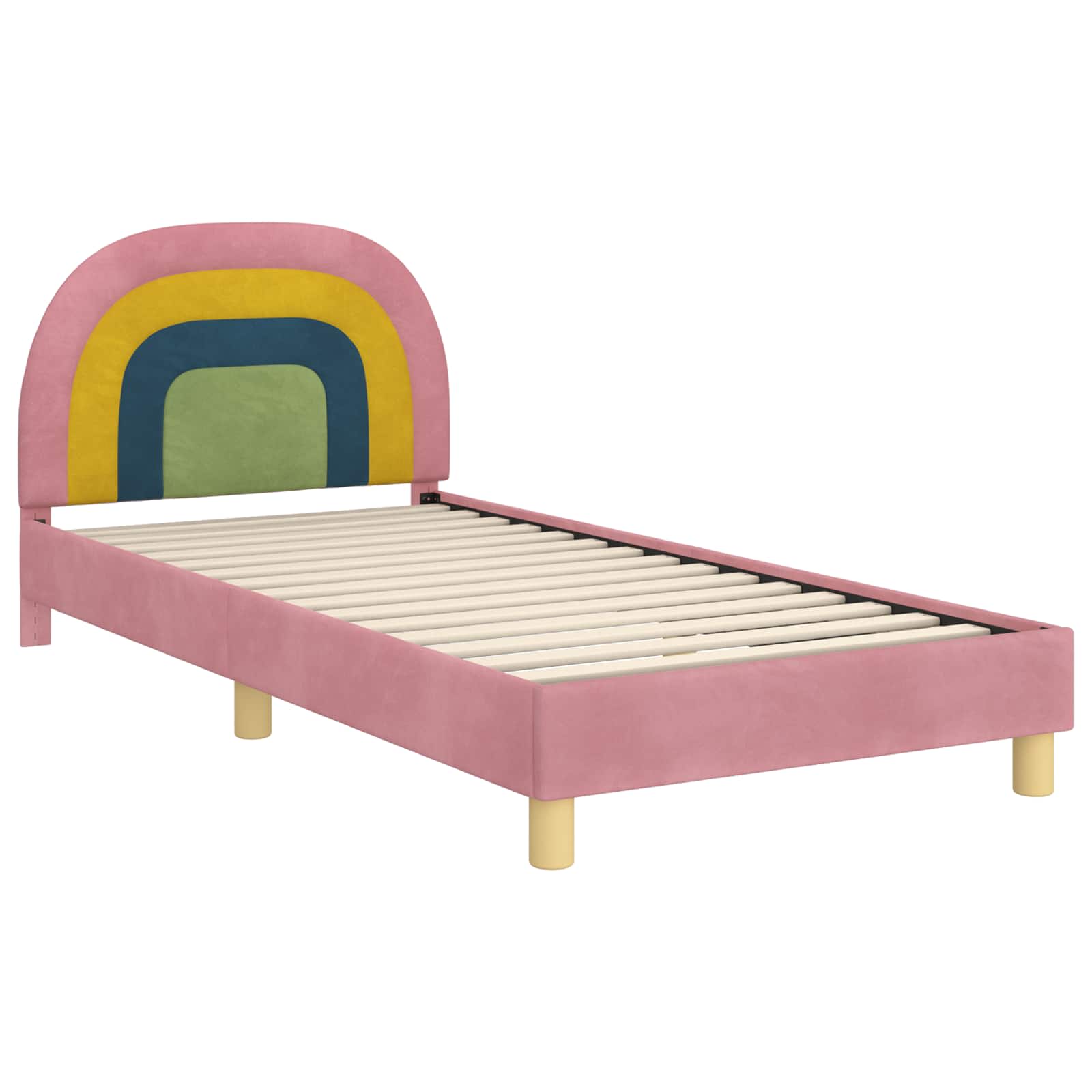 Struttura letto bambini con testata Rosa 80 x 200 cm Velluto | homemem39