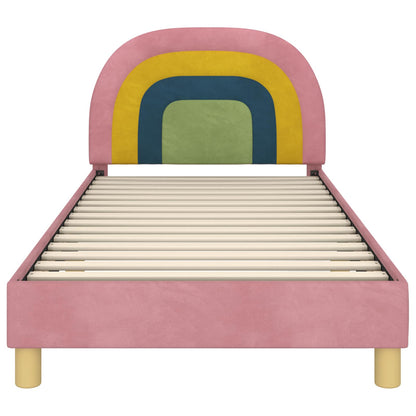 Struttura letto bambini con testata Rosa 80 x 200 cm Velluto | homemem39