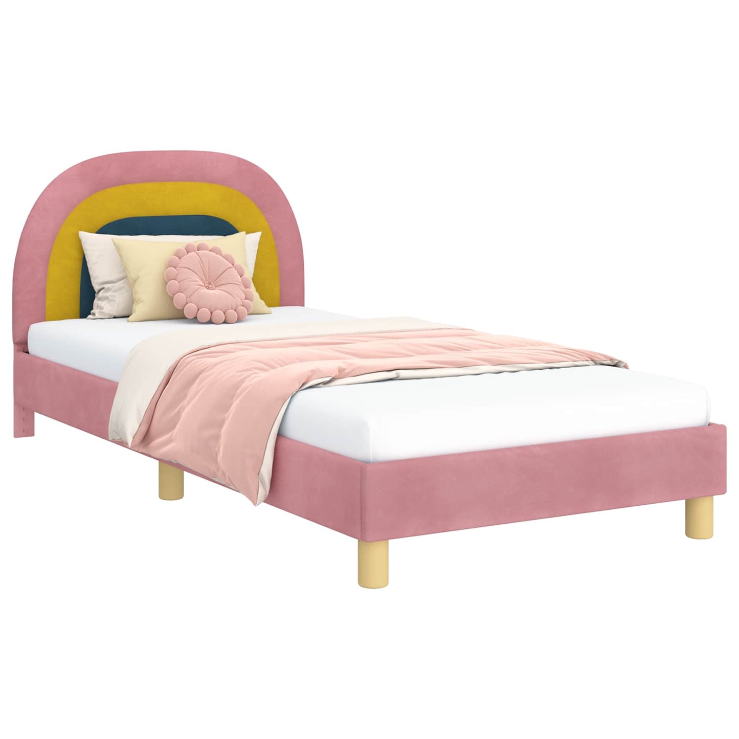 Struttura letto bambini con testata Rosa 90 x 200 cm Velluto