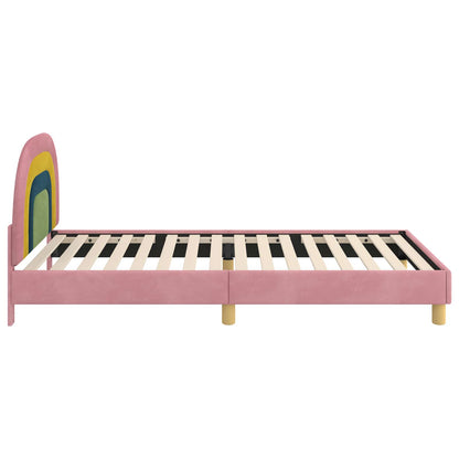 Struttura letto bambini con testata Rosa 90 x 200 cm Velluto | homemem39