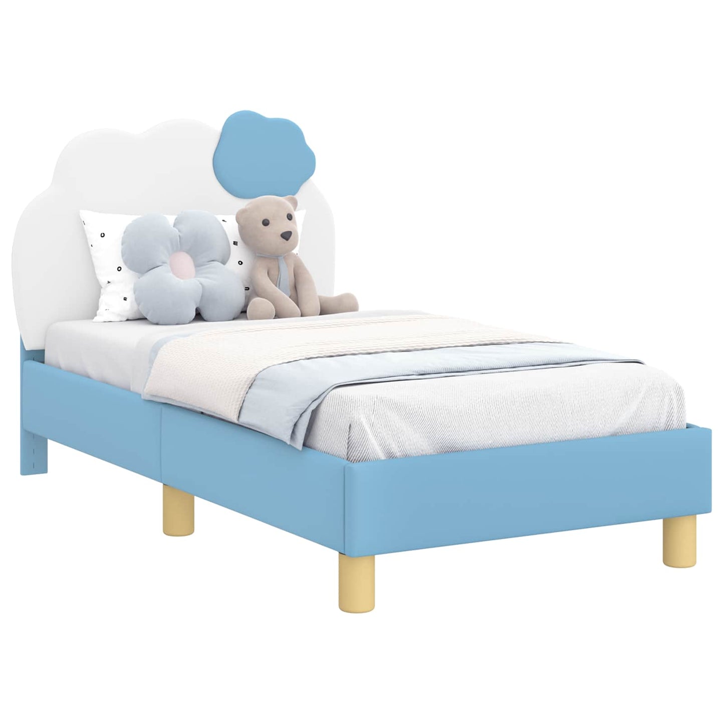 Struttura letto per bambini con testata Blu 70 x 140 cm PU | homemem39