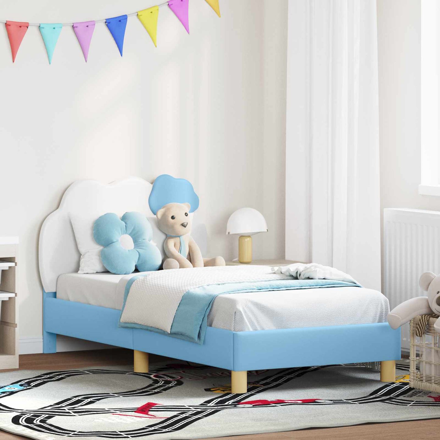 Struttura letto bambini con testata Blu 80 x 160 cm PU | homemem39