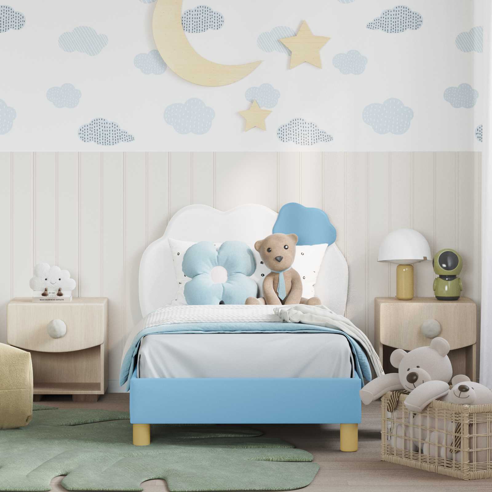 Struttura letto bambini con testata Blu 80 x 160 cm PU | homemem39