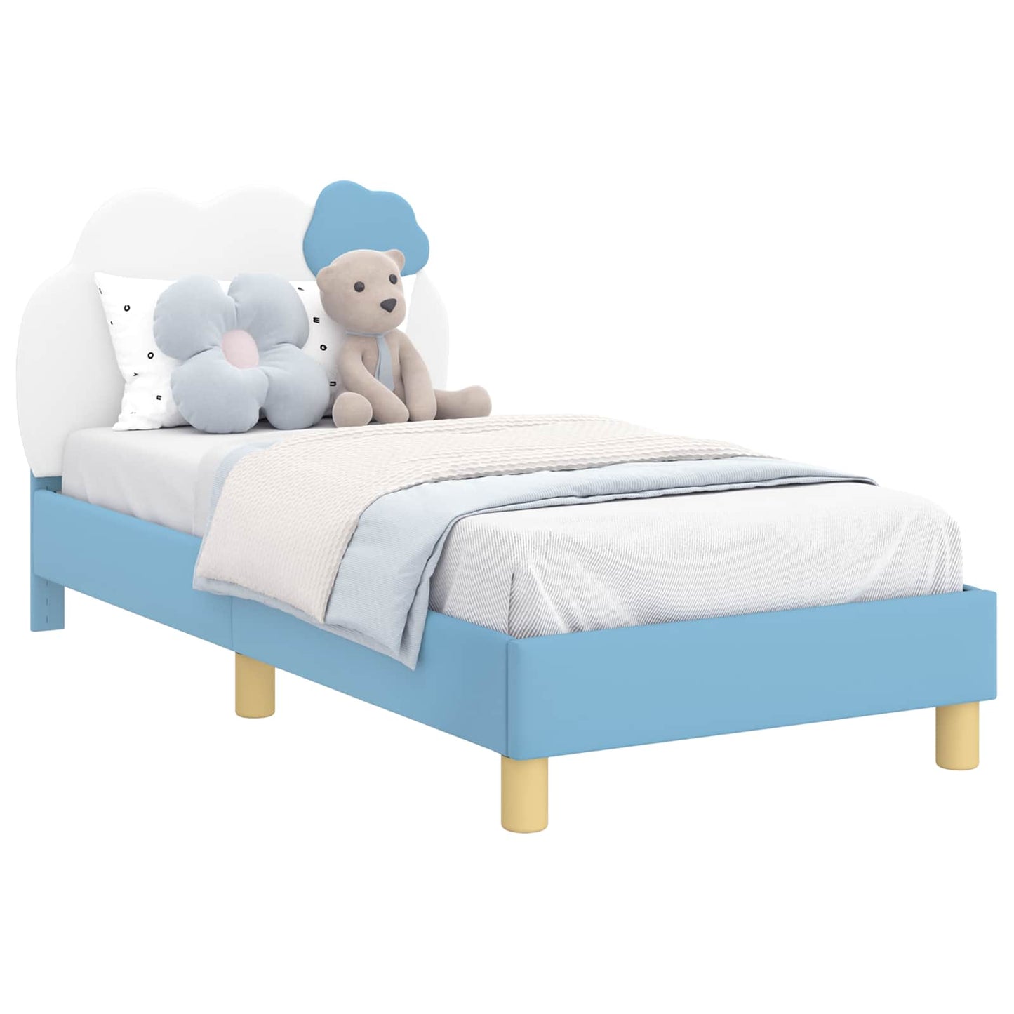 Struttura letto bambini con testata Blu 80 x 160 cm PU | homemem39
