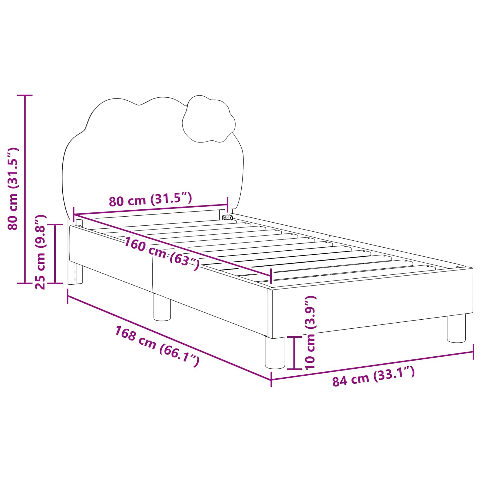 Struttura letto bambini con testata Blu 80 x 160 cm PU | homemem39