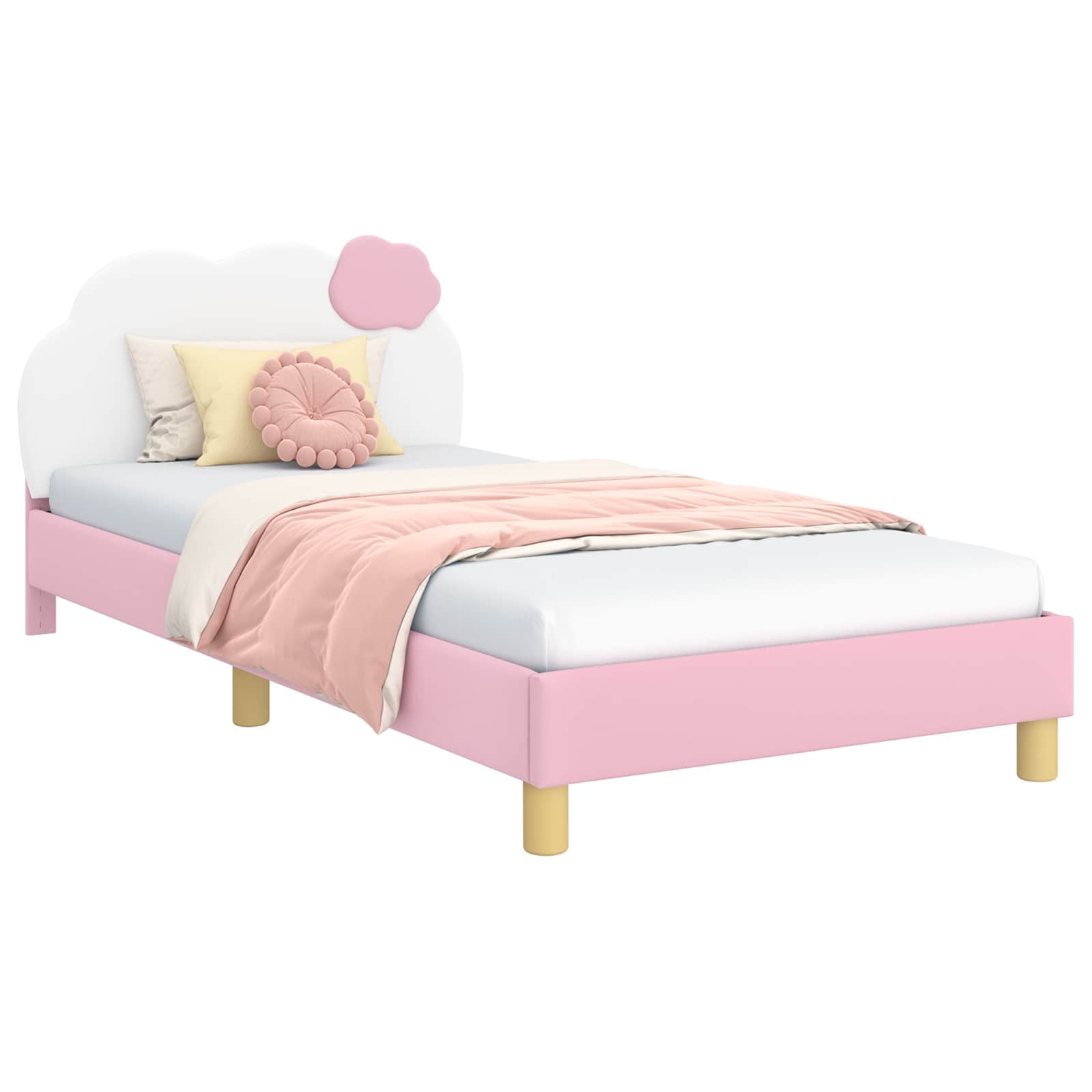 Struttura letto bambini con testata Rosa 80 x 200 cm PU | homemem39