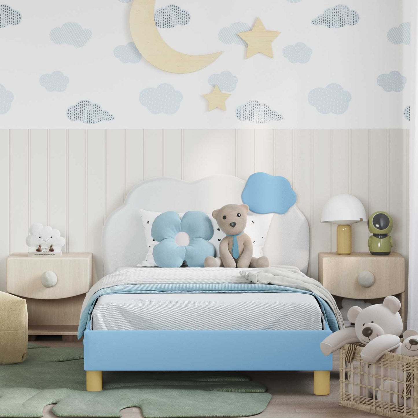 Struttura letto bambini con testata Blu 80 x 200 cm PU | homemem39