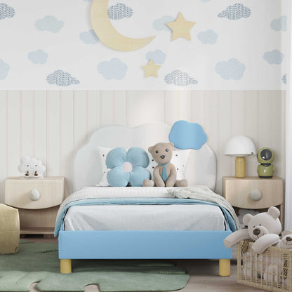 Struttura letto bambini con testata Blu 90 x 190 cm PU | homemem39