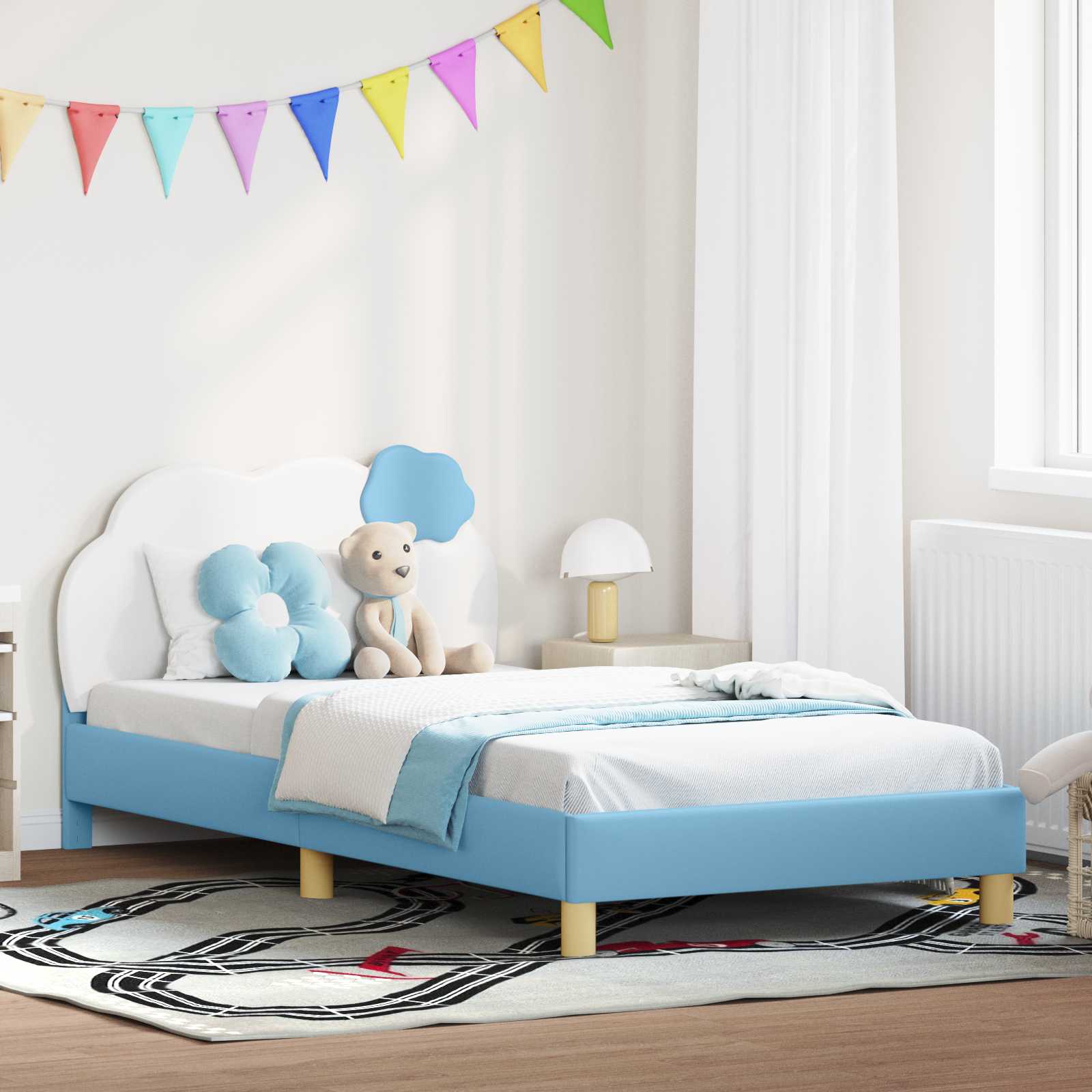 Struttura letto bambini con testata Blu 90 x 200 cm PU | homemem39
