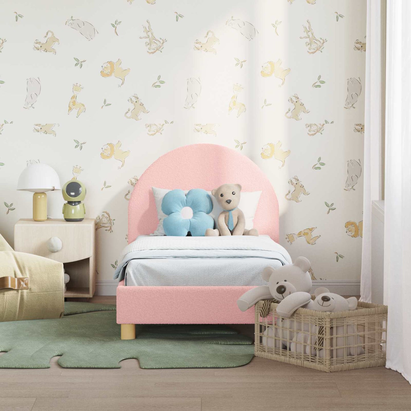 Struttura letto per bambini con testata Rosa 70 x 140 cm Bouclé | homemem39