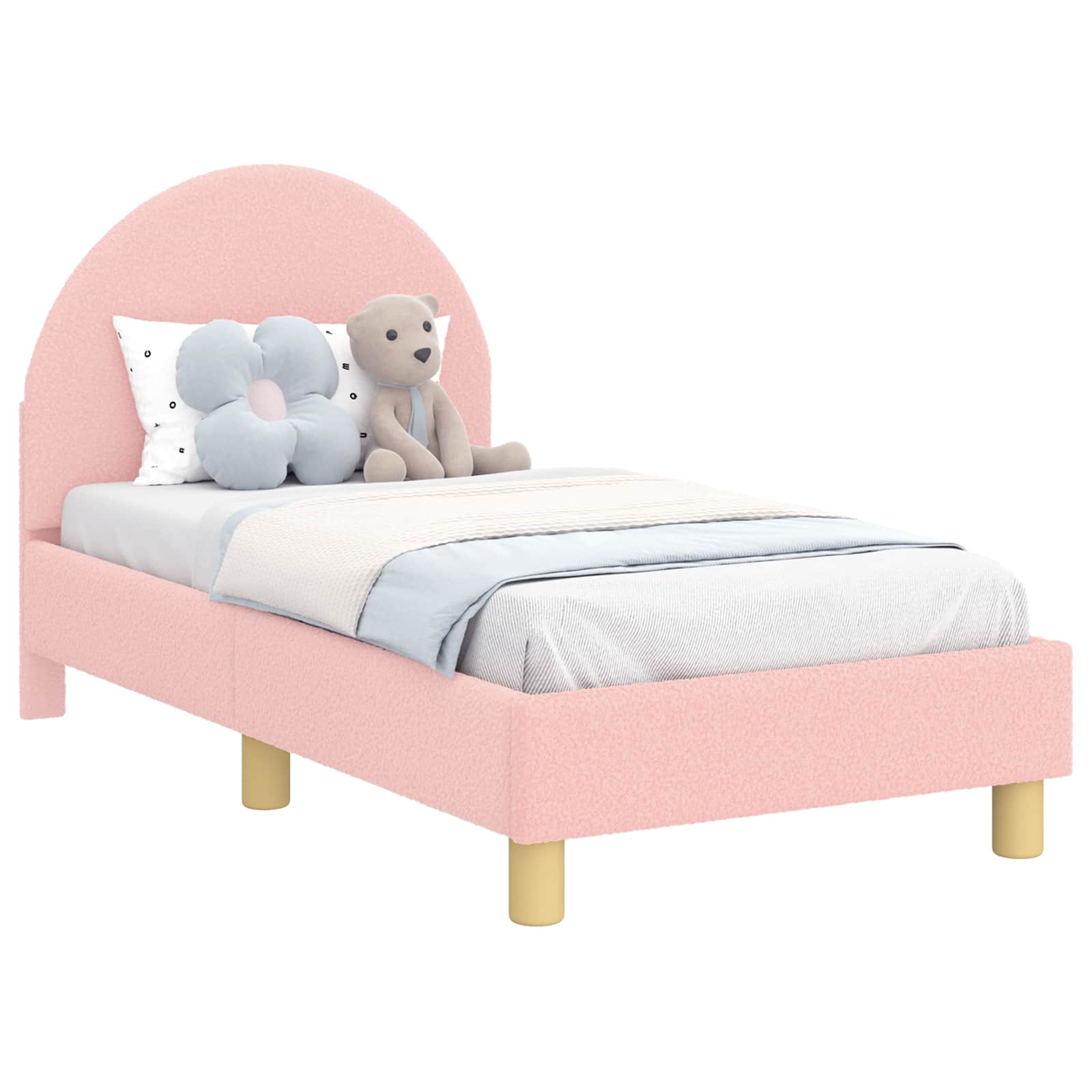 Struttura letto per bambini con testata Rosa 70 x 140 cm Bouclé | homemem39