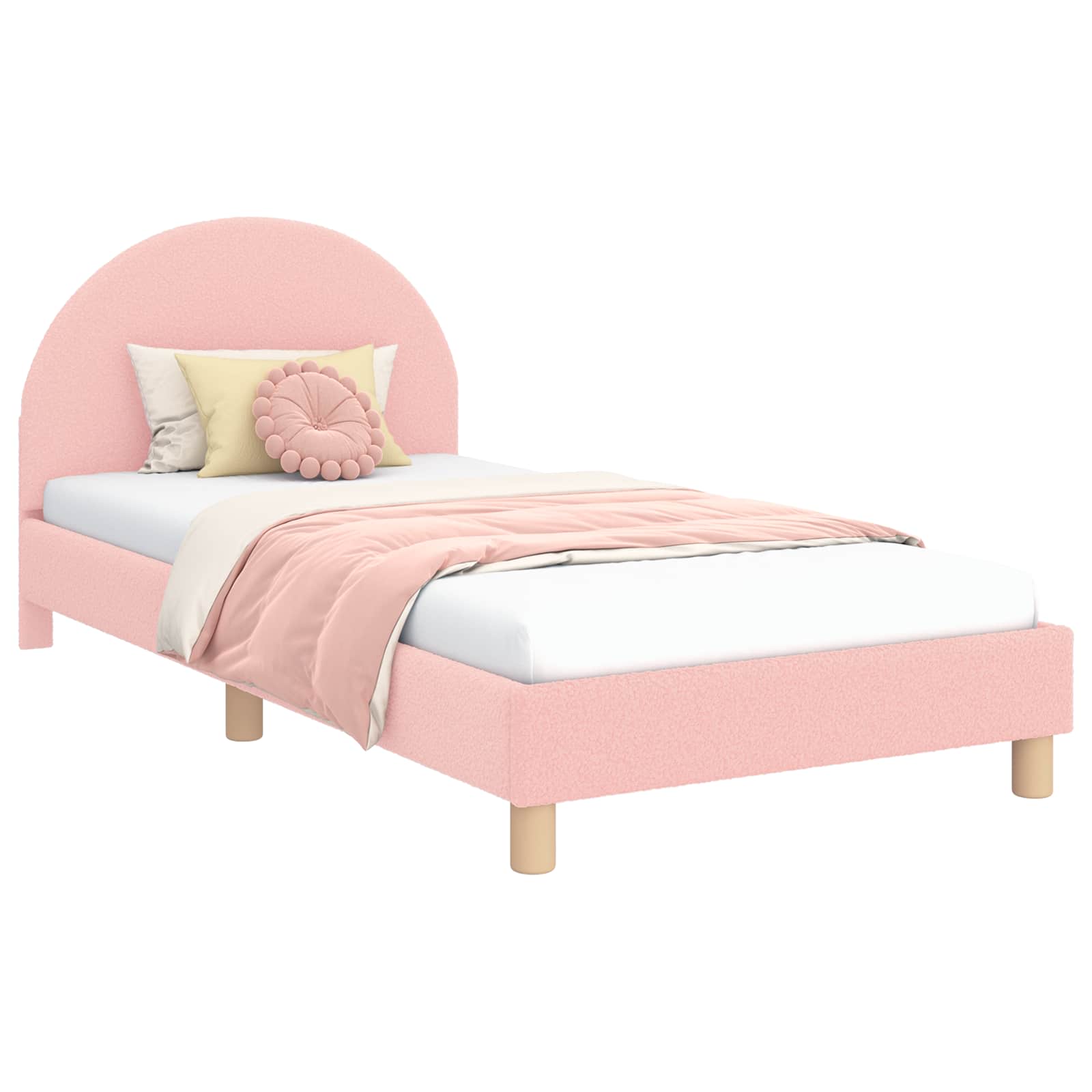 Struttura letto bambini con testata Rosa 80 x 200 cm Bouclé | homemem39