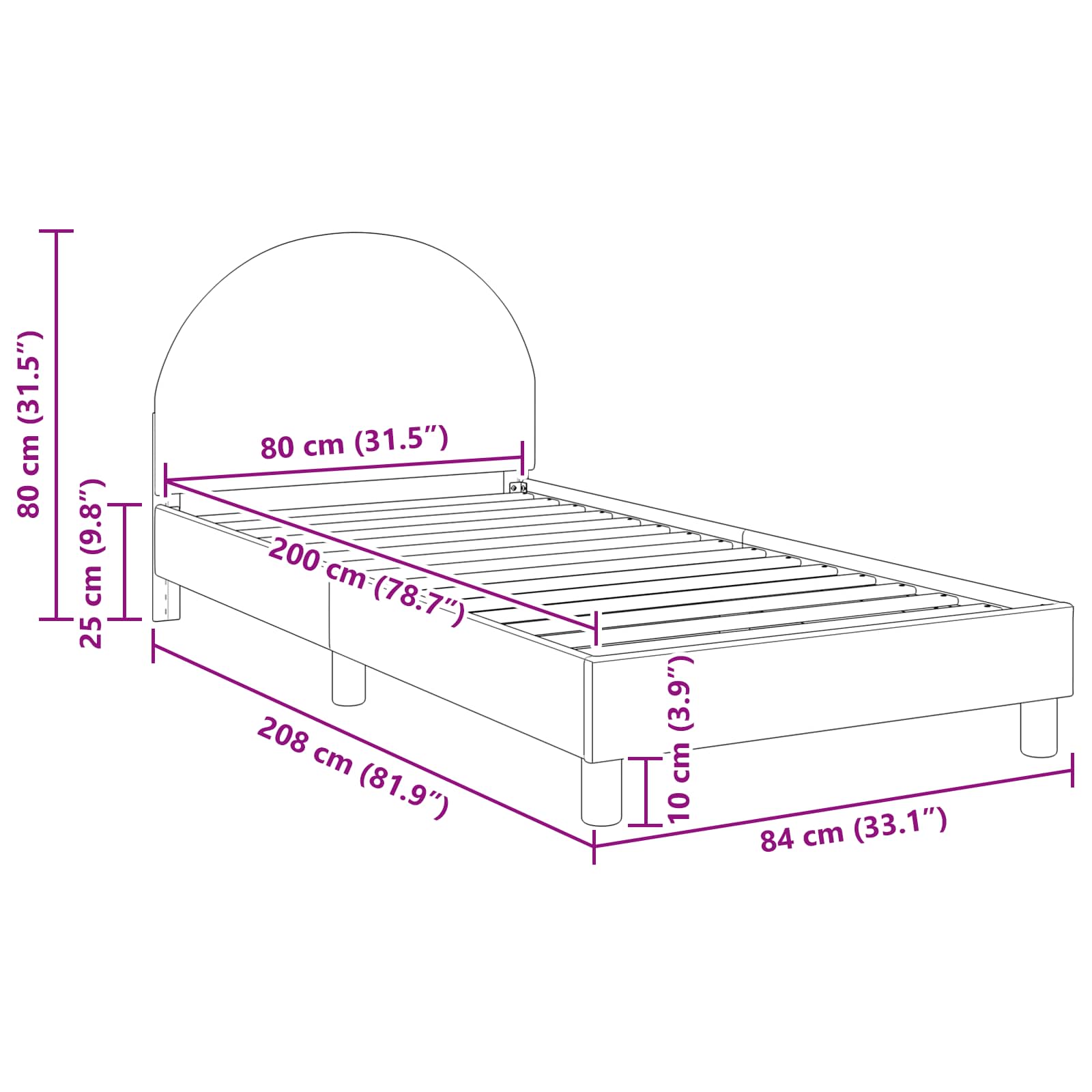 Struttura letto bambini con testata Grigio Chiaro 80x200 cm | homemem39