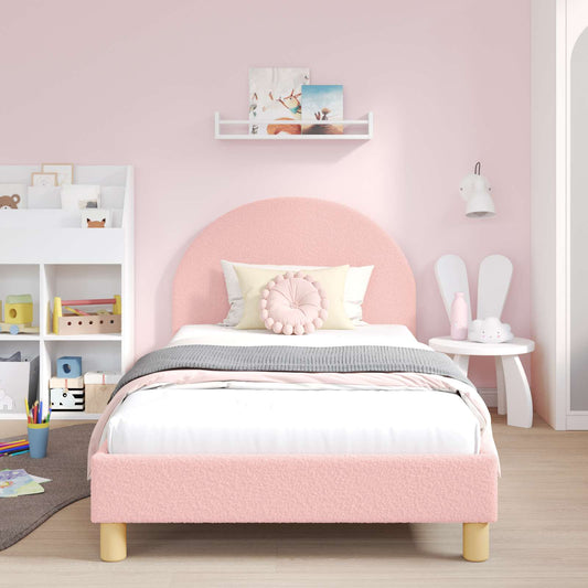 Struttura letto bambini con testata Rosa 90 x 190 cm Bouclé | homemem39