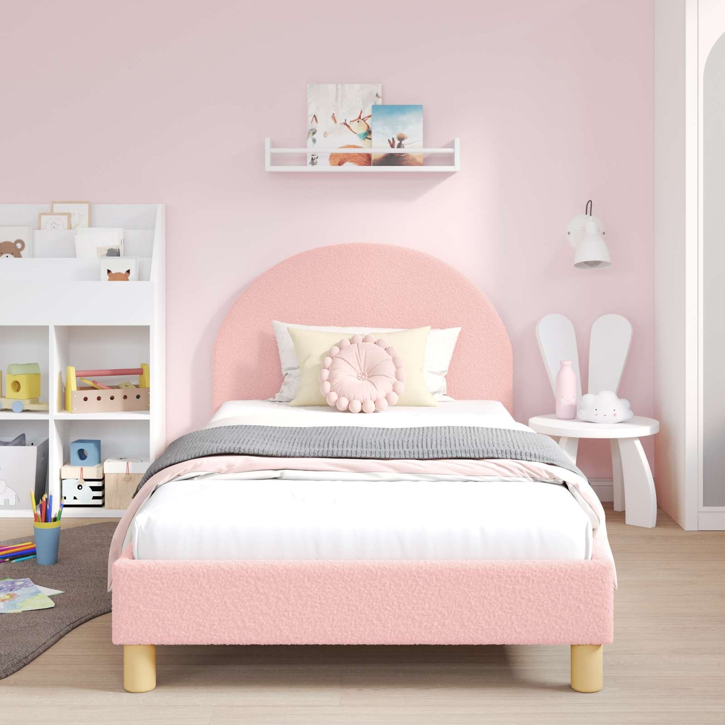 Struttura letto bambini con testata Rosa 90 x 200 cm Bouclé | homemem39
