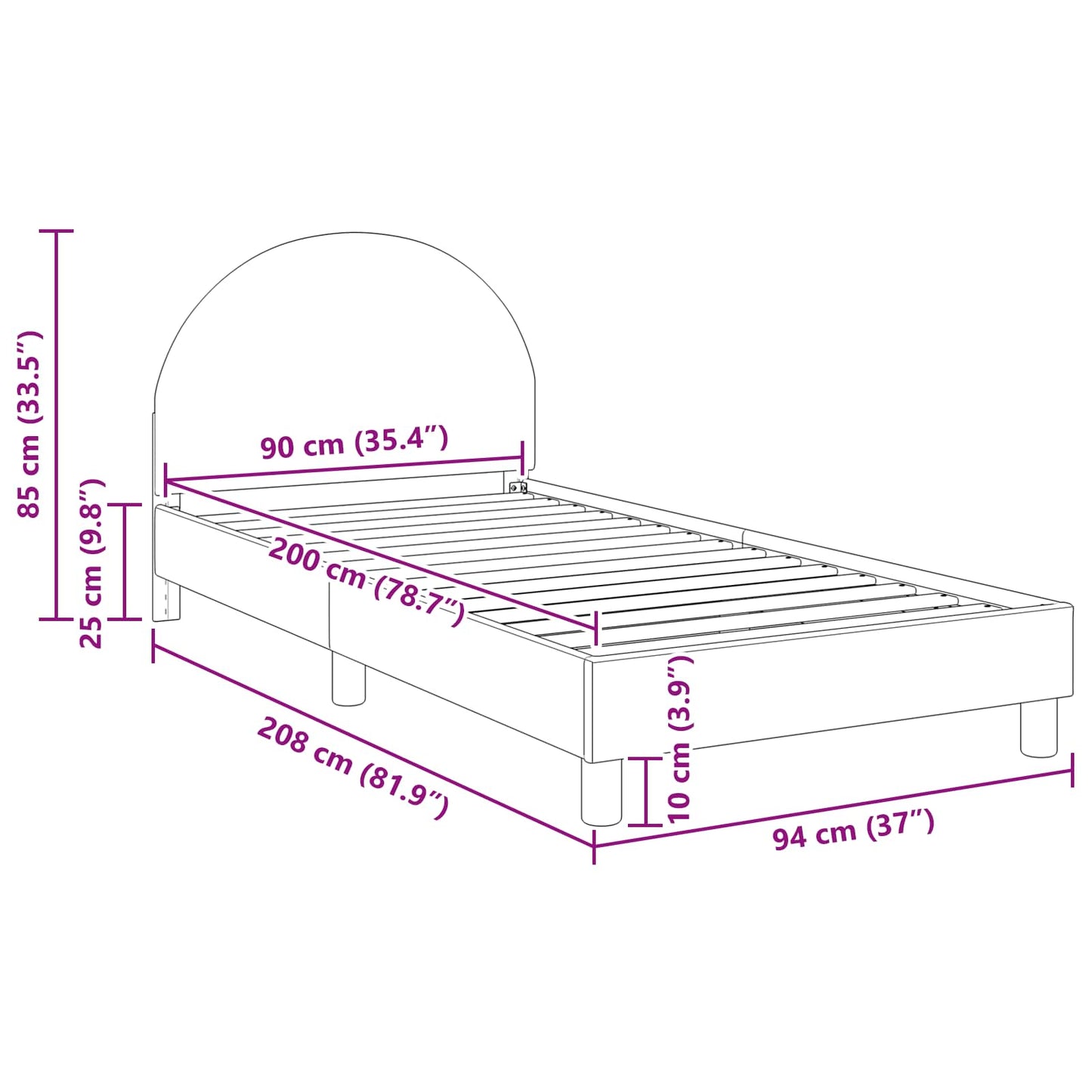 Struttura letto bambini con testata Rosa 90 x 200 cm Bouclé | homemem39