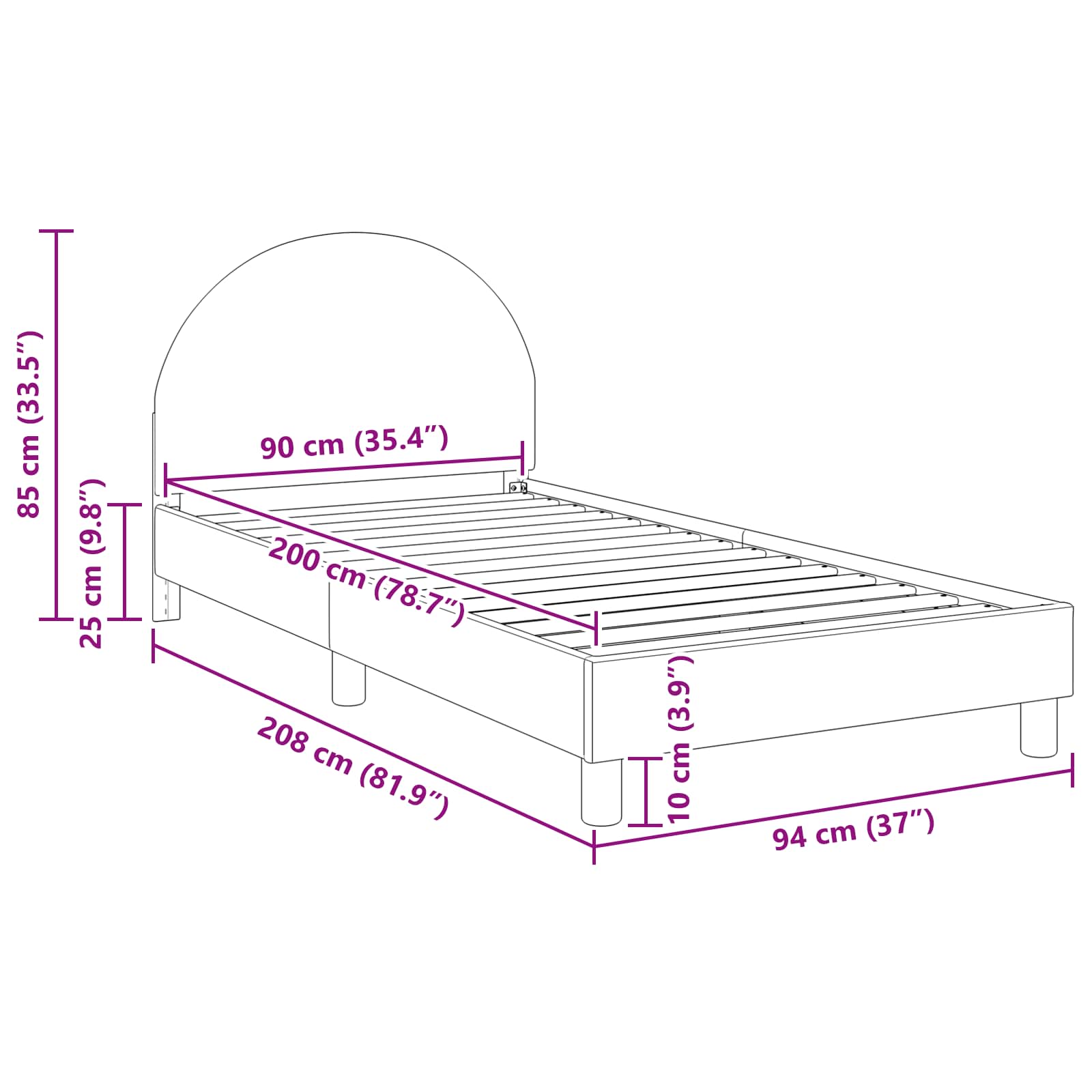 Struttura letto bambini con testata Rosa 90 x 200 cm Bouclé | homemem39