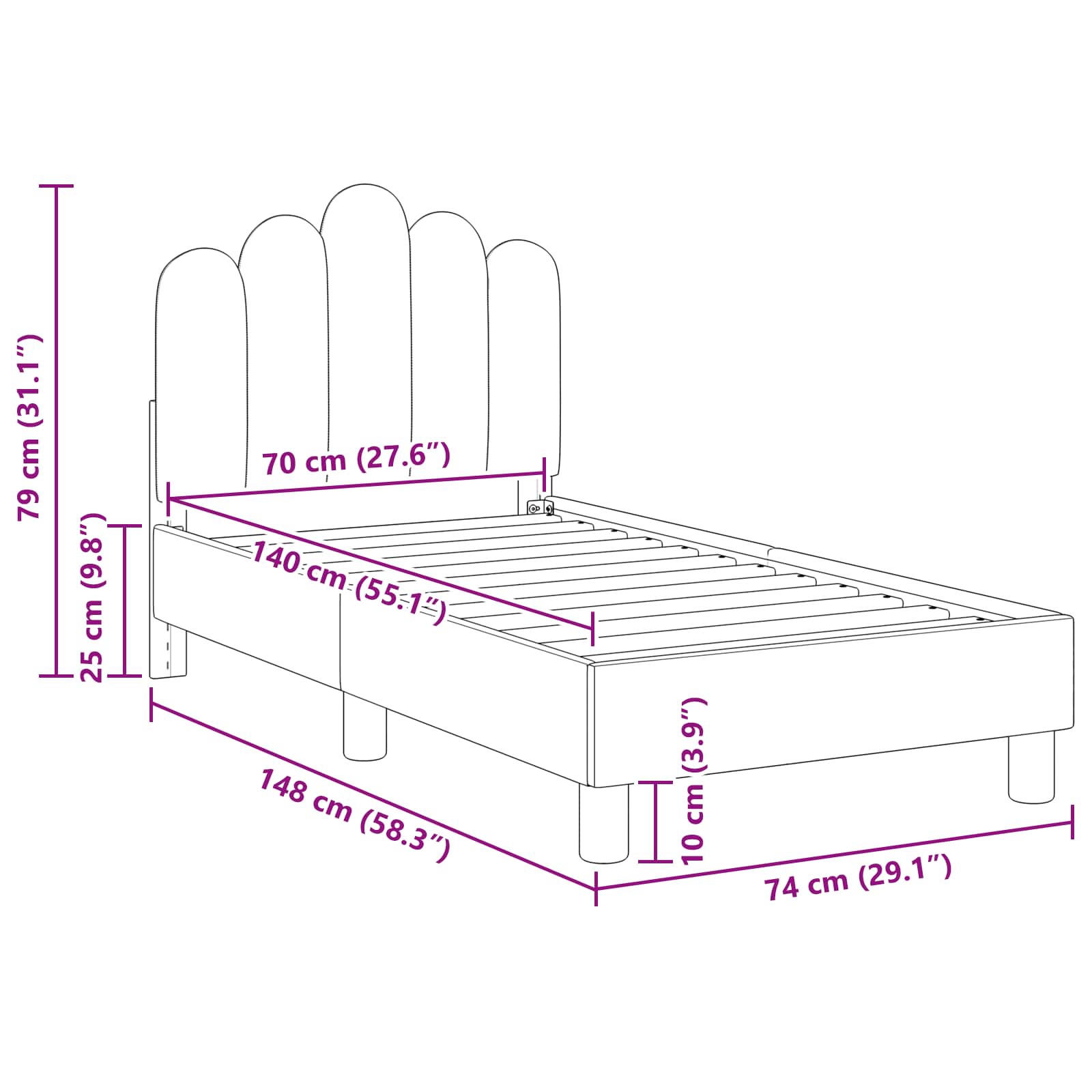 Struttura letto per bambini con testata Blu jeans 70 x 140 cm | homemem39