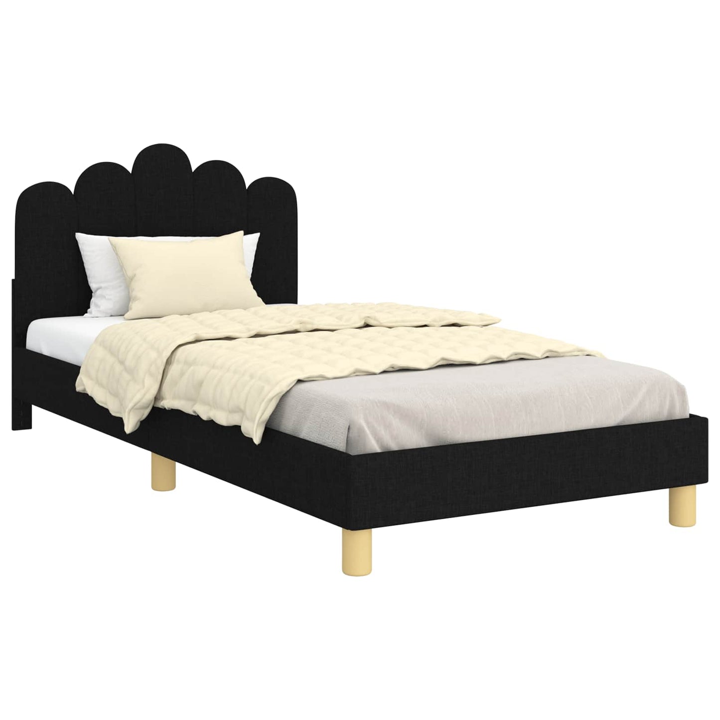 Struttura letto bambini con testata Nero 80 x 200 cm Tessuto | homemem39