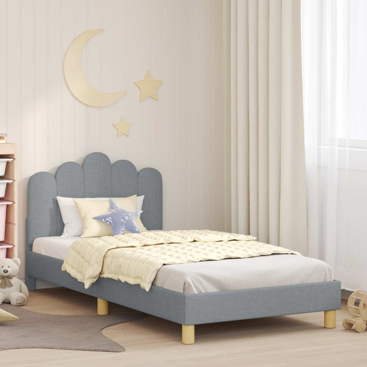 Struttura letto bambini con testata Grigio Chiaro 90 x 190 cm | homemem39