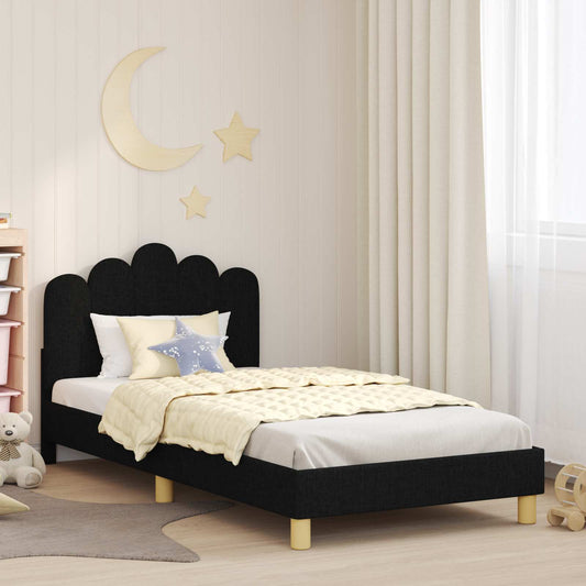 Struttura letto bambini con testata Nero 90 x 190 cm Tessuto | homemem39
