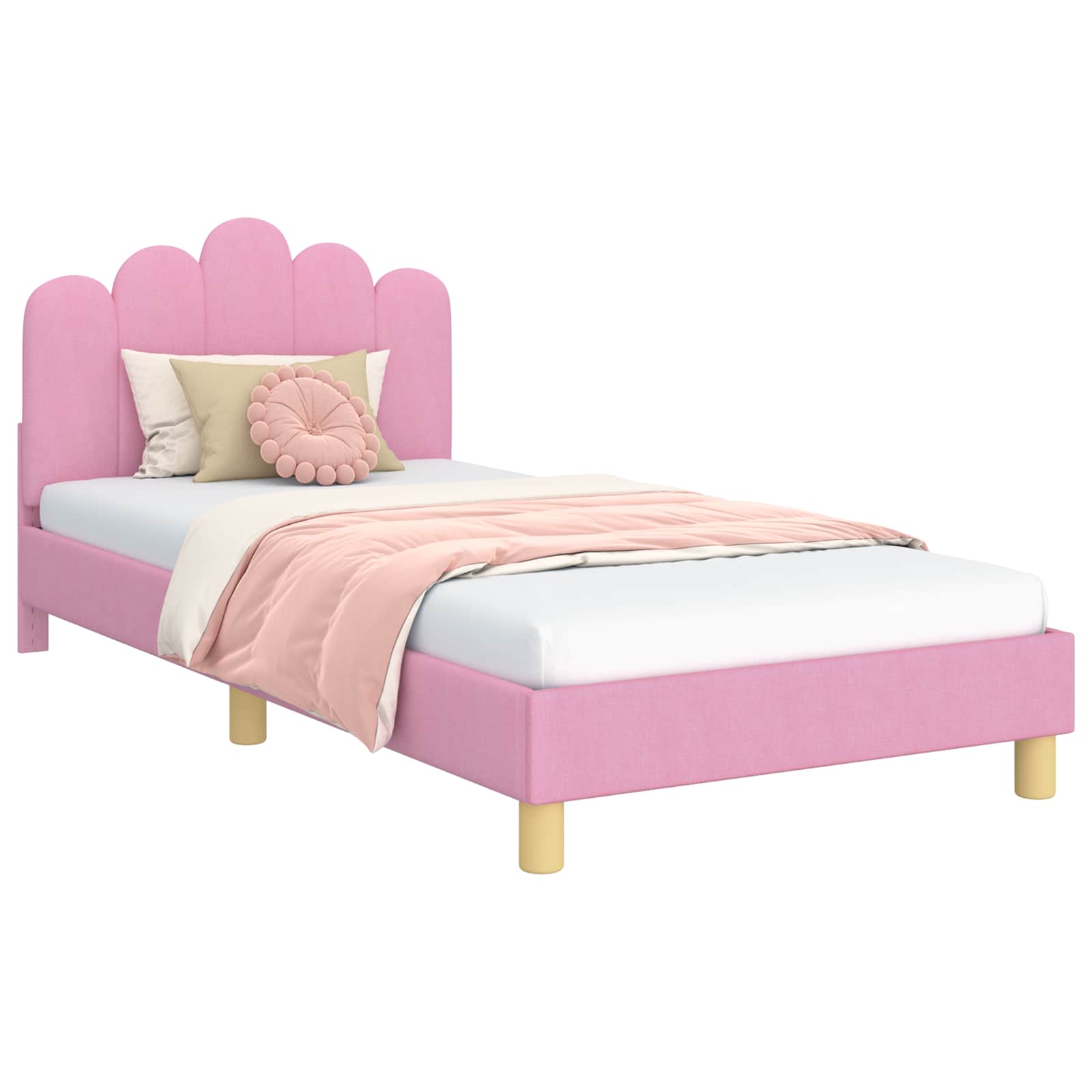 Struttura letto bambini con testata Rosa 90 x 190 cm Tessuto | homemem39