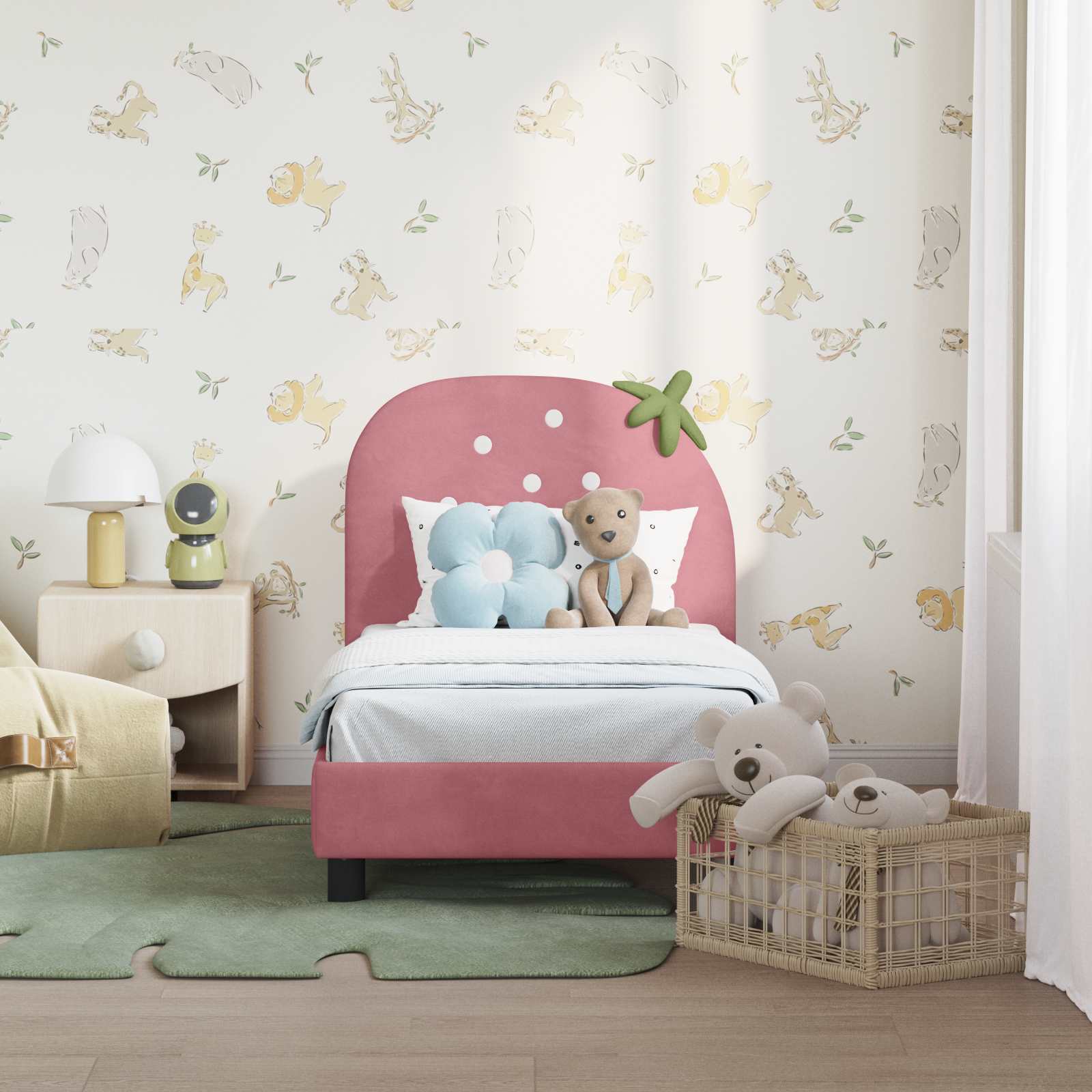 Struttura letto per bambini con testata Rosa 70 x 140 cm | homemem39