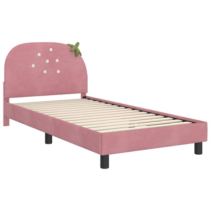 Struttura letto bambini con testata Rosa 80 x 200 cm Velluto | homemem39