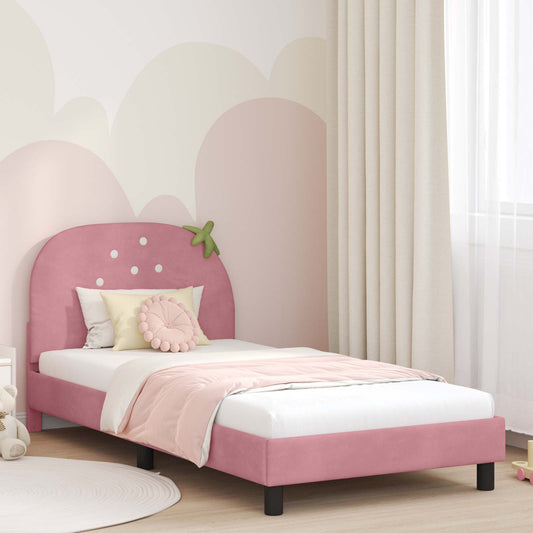 Struttura letto bambini con testata Rosa 90 x 190 cm Velluto | homemem39