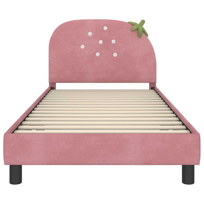 Struttura letto bambini con testata Rosa 90 x 190 cm Velluto | homemem39