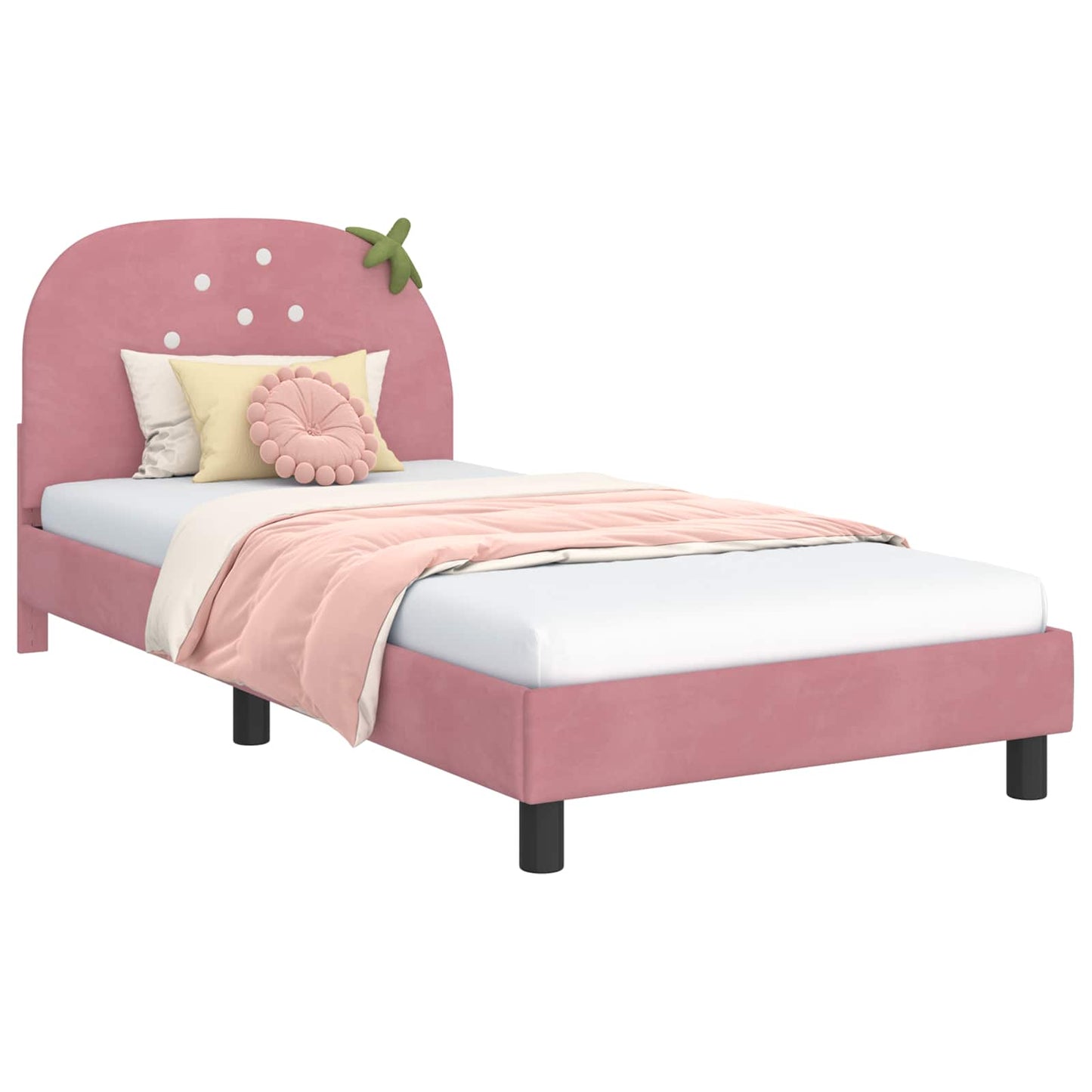 Struttura letto bambini con testata Rosa 90 x 200 cm Velluto | homemem39