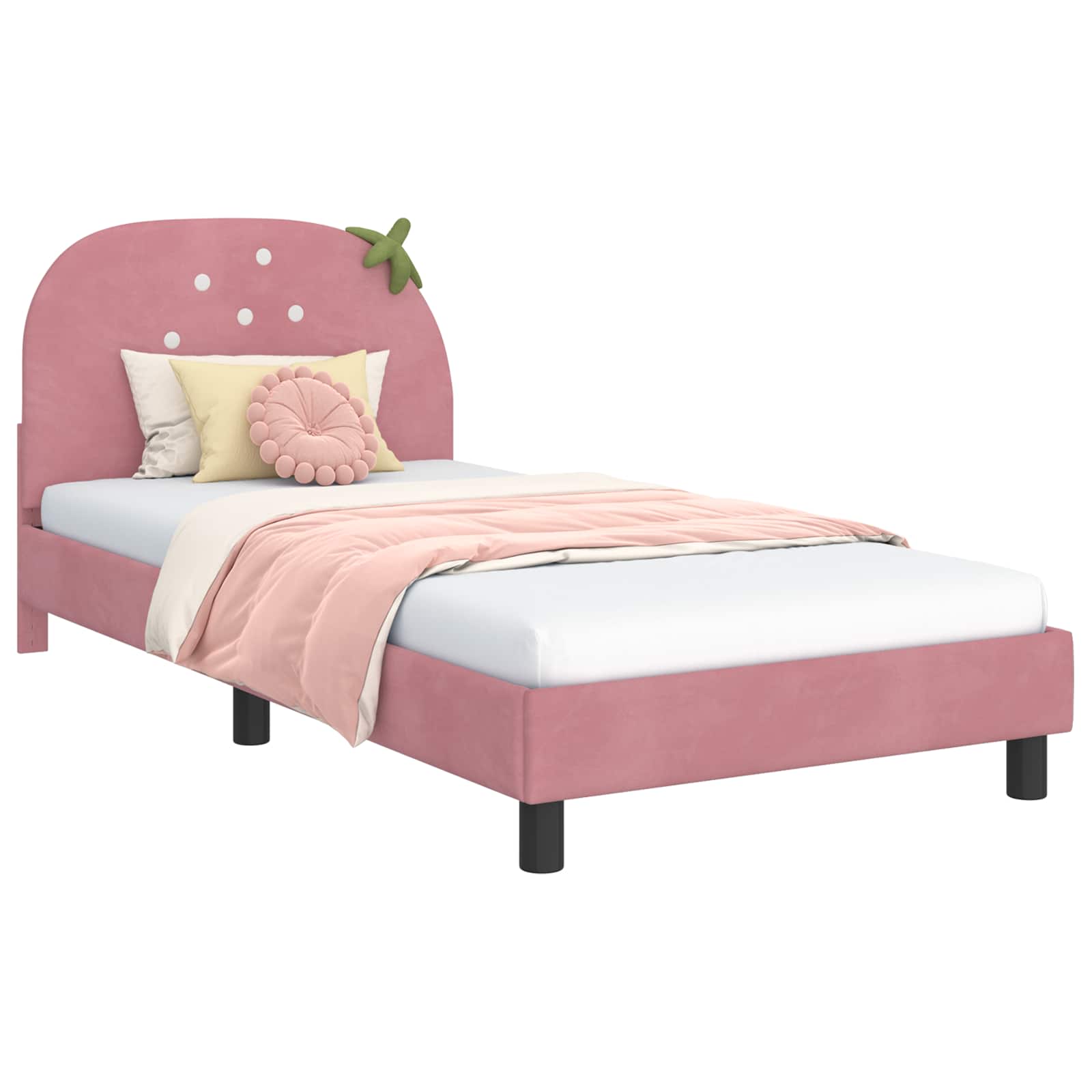 Struttura letto bambini con testata Rosa 90 x 200 cm Velluto | homemem39