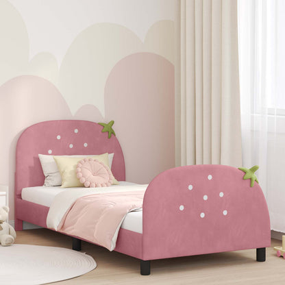 Struttura letto bambini con testata Rosa 80 x 200 cm Velluto | homemem39
