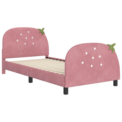 Struttura letto bambini con testata Rosa 80 x 200 cm Velluto | homemem39