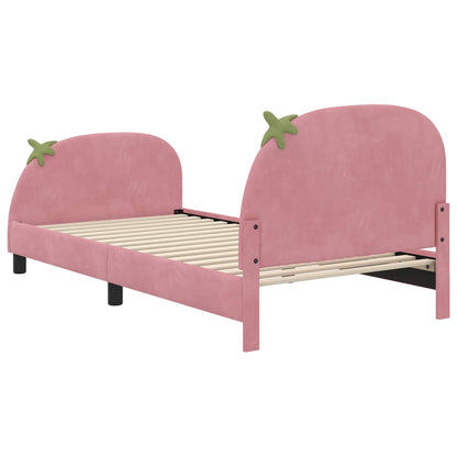 Struttura letto bambini con testata Rosa 90 x 190 cm Velluto | homemem39