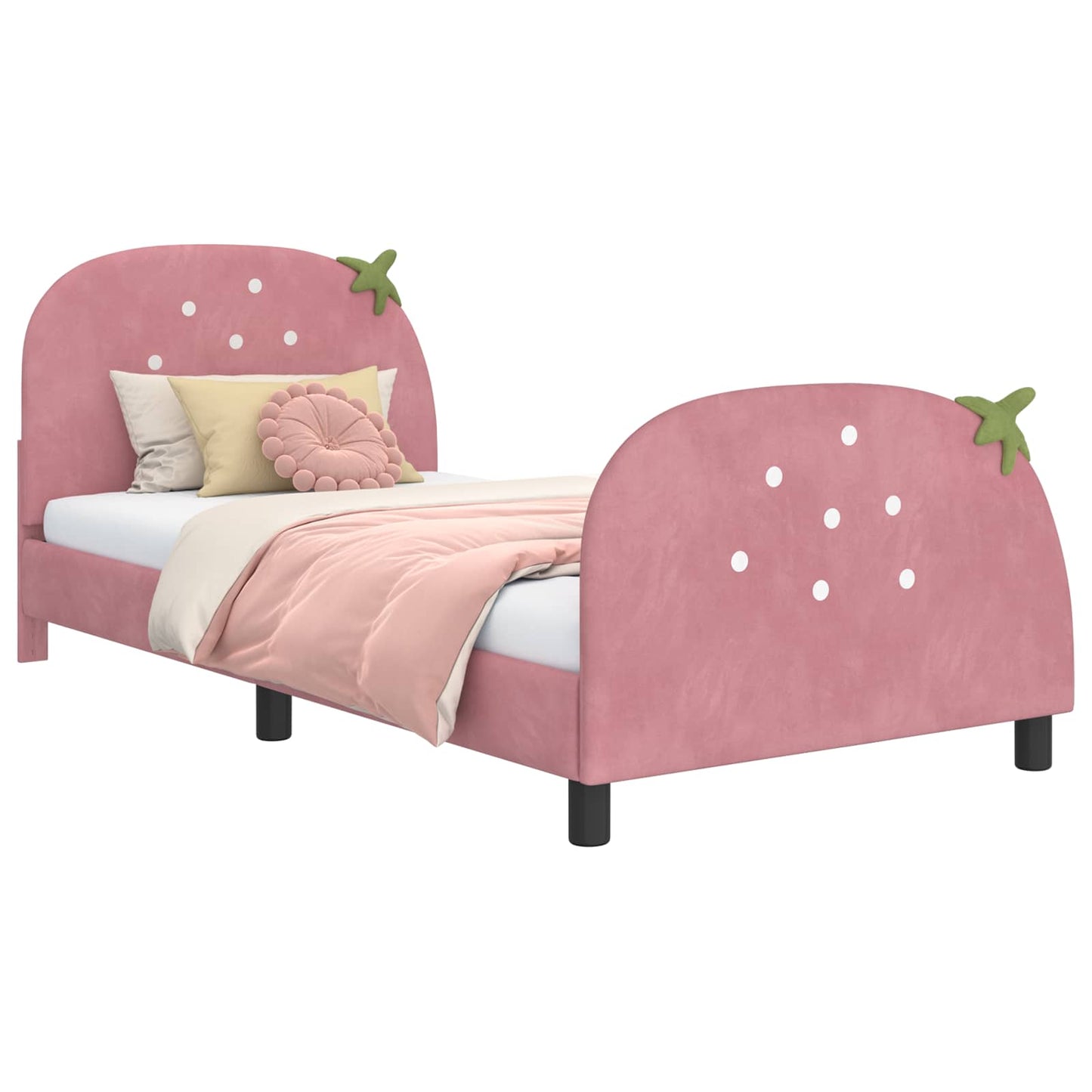 Struttura letto bambini con testata Rosa 90 x 200 cm Velluto | homemem39