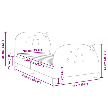 Struttura letto bambini con testata Rosa 90 x 200 cm Velluto | homemem39
